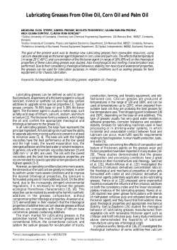 Lubricating Greases From Olive Oil, Corn Oil and Palm Oil