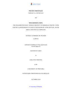 POETRY PORTFOLIO - University of Pretoria