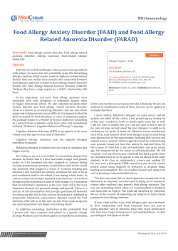 Food Allergy Anxiety Disorder (FAAD) and Food Allergy Related