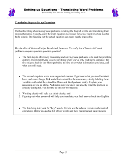 Setting up Equations Translating Word Problems
