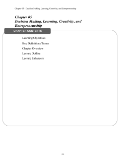 Chapter 05 Decision Making, Learning, Creativity, and