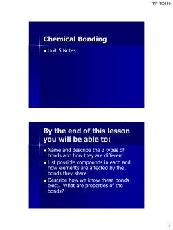 Bond Types Notes