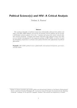 Political Science(s) and HIV: A Critical Analysis