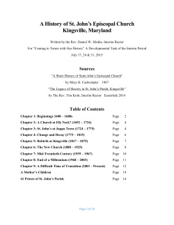 A History of St. John`s Episcopal Church Kingsville, Maryland
