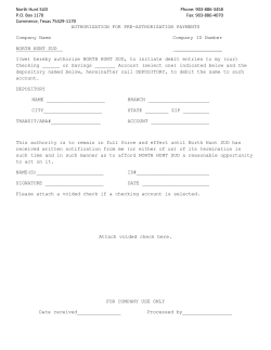 North Hunt SUD Phone: 903-886-3458 P.O. Box 1170 Fax: 903