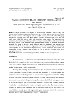 maize agronomic traits needed in tropical zone