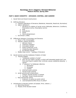 Sociology 4111 (Uggen): Deviant Behavior