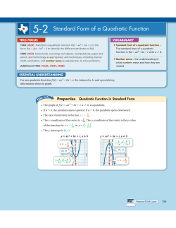 5-2 Standard Form of a Quadratic Function