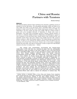 China and Russia: Partners with Tensions
