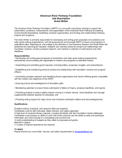 American River Parkway Foundation Job Description Grant Writer