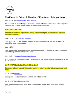 The Financial Crisis: A Timeline of Events and Policy Actions