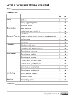 Level 6 Paragraph Writing Checklist