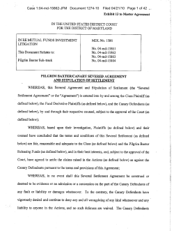 Pilgrim Baxter/Canary Severed Agreement and Stipulation of