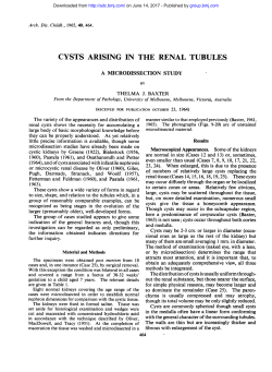 cysts arising in the renal tubules