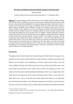 Mrs. Brown of Falkland`s Robin Hood Ballads and their Critical