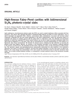 Perot cavities with bidimensional Si3N4 photonic-crystal slabs