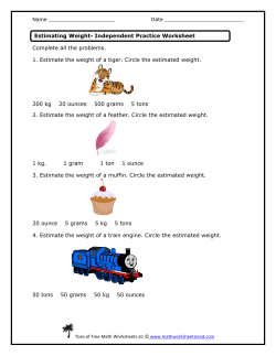 Estimating Weight- Independent Practice Worksheet