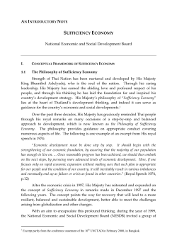 4 An Introductory Note Sufficiency Economy