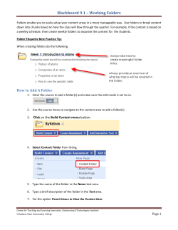 Blackboard 9.1 – Working Folders - Instructional Technologies Institute