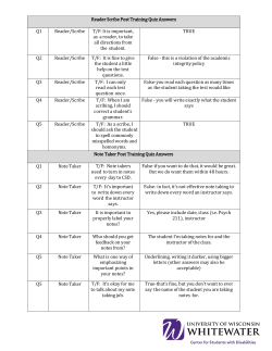 Reader Scribe Post Training Quiz Answers Q1 Reader/Scribe T/F: It