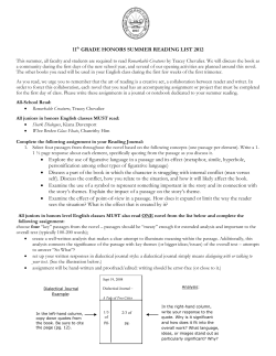 11th GRADE HONORS SUMMER READING LIST