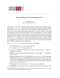 Project: Predicting the 2016 US Presidential election Due in Week