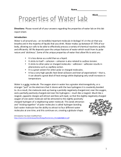 Properties of Water Lab