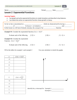 Lesson 2 Exponential Functions