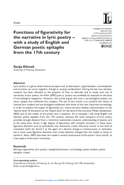 Functions of figurativity for the narrative in lyric poetry