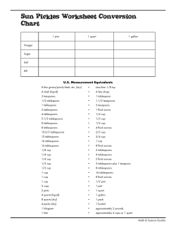 Sun Pickles Worksheet Conversion Chart