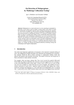 On Detection of Malapropisms by Multistage Collocation Testing*