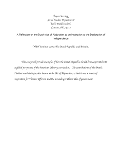 A Reflection on the Dutch Act of Abjuration as an Inspiration to the