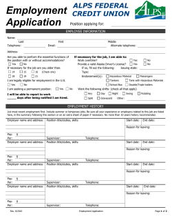 Employment Application - ALPS Federal Credit Union