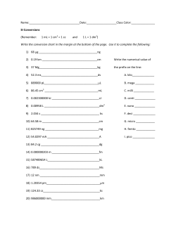 Name: : Color: SI Conversions (Remember: 1 mL = 1 cm3
