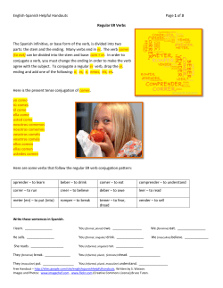 English-Spanish Helpful Handouts Page 1 of 3 Regular ER Verbs