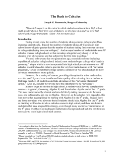 The Rush to Calculus - (DIMACS) Rutgers