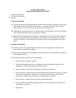 Portage Public Library BULLETIN BOARD/DISPLAYS POLICY I