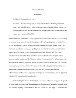 The Fall of Women Melissa Mott In Adrienne Rich`s essay, she writes