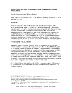 Solid–Liquid Separations in Pilot- and