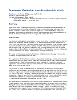 Screening of West African plants for anthelmintic activity