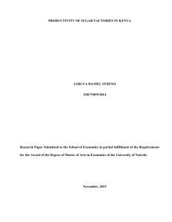 Productivity of Sugar Factories in Kenya