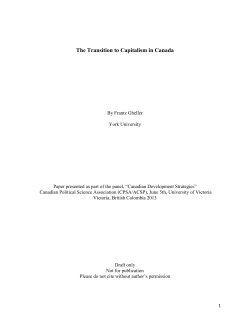 The Transition to Capitalism in Canada