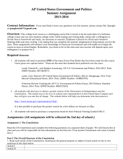 AP United States Government and Politics Summer Assignment