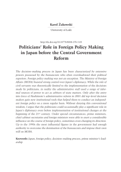 Politicians` Role in Foreign Policy Making in Japan before the