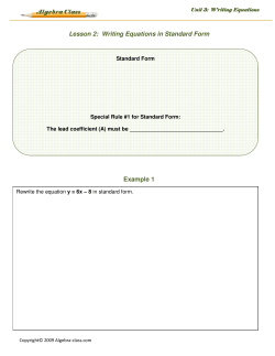 Lesson 2: Writing Equations in Standard Form Example 1