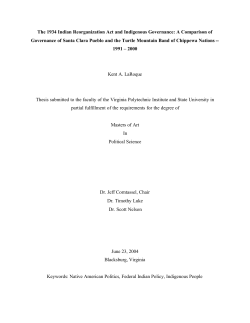 The 1934 Indian Reorganization Act and Indigenous Governance: A
