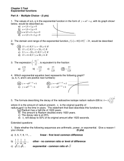 Chapter 3 Test Exponential functions Part A - Multiple Choice