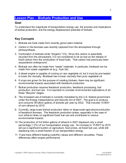 Lesson Plan &ndash; Biofuels Production and Use