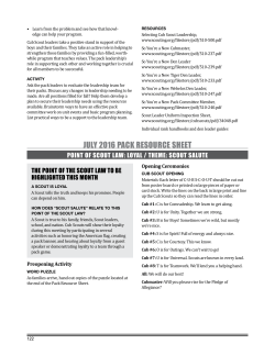JULY 2016 PACK RESOURCE SHEET
