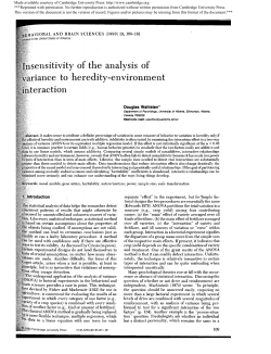 Insensitivity of the analysis of variance to heredity